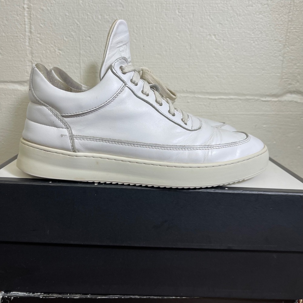 Filling Pieces Trainer White Leather‎ Low Top Sneakers Lace up Mens 42 EU/8.5 US